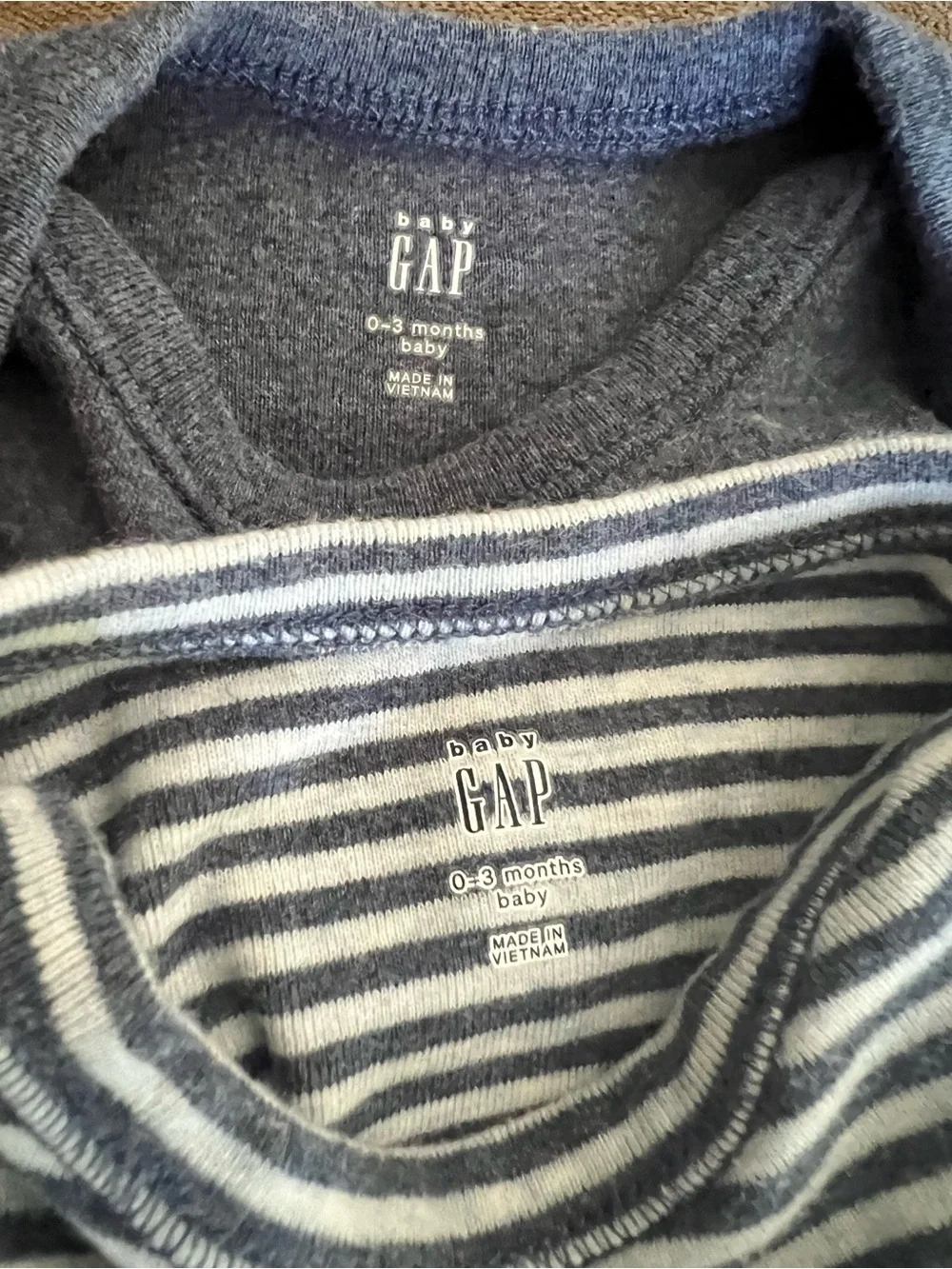 GAP Navy Solid & Navy-White Striped Long-Sleeve Baby One-Piece 2-Pack